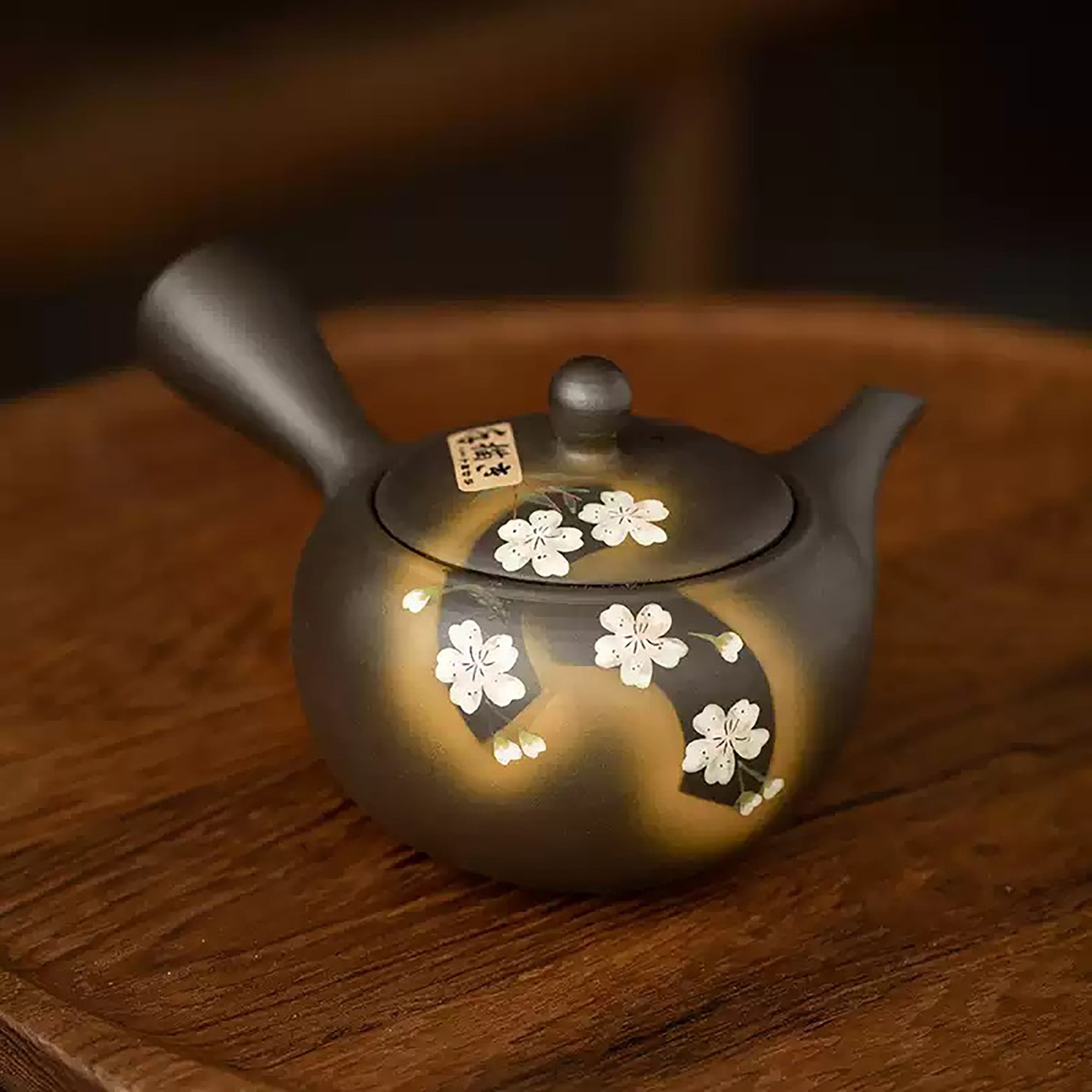 Théière kyusu latérale Tokoname-yaki décor sakura