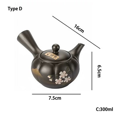 Théière kyusu latérale Tokoname-yaki décor sakura