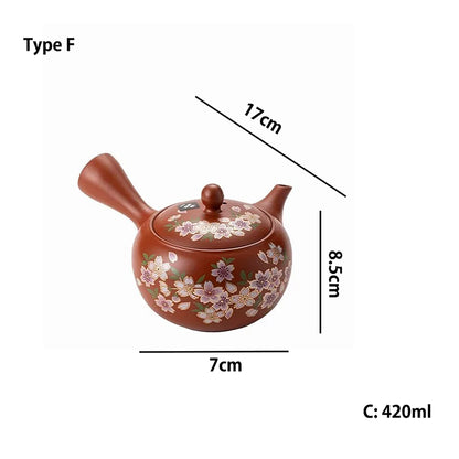 Théière kyusu latérale Tokoname-yaki décor sakura