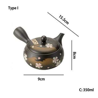 Théière kyusu latérale Tokoname-yaki décor sakura