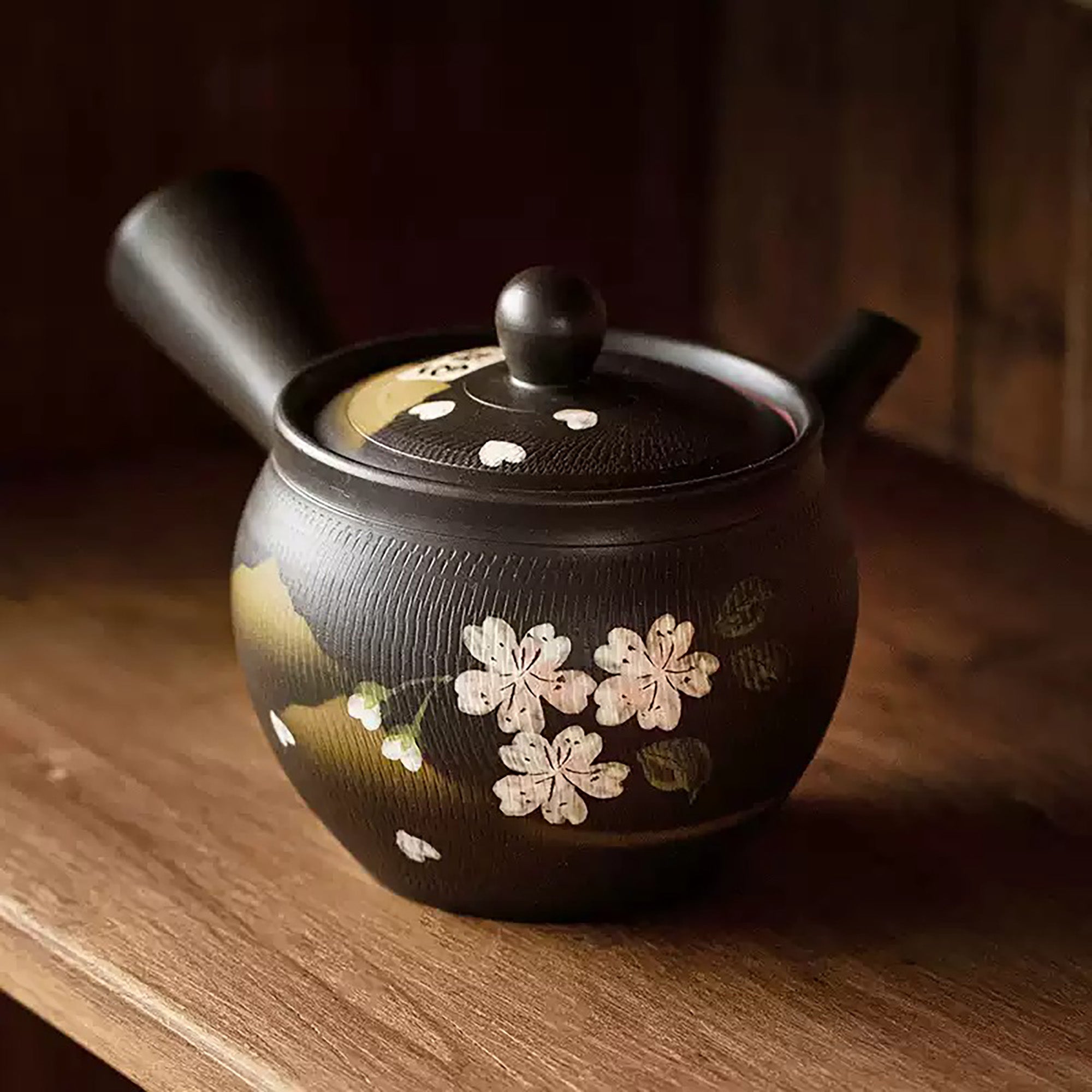 Théière kyusu latérale Tokoname-yaki décor sakura