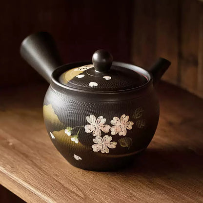 Théière kyusu latérale Tokoname-yaki décor sakura