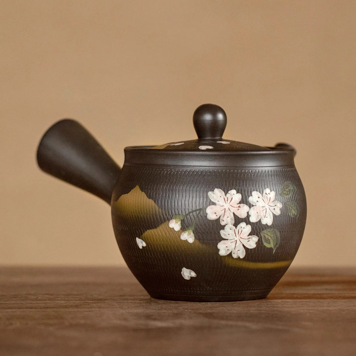 Théière kyusu latérale Tokoname-yaki décor sakura