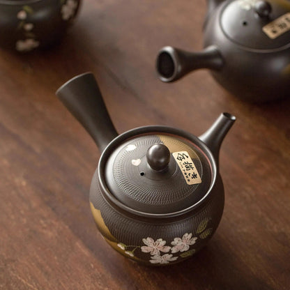Théière kyusu latérale Tokoname-yaki décor sakura