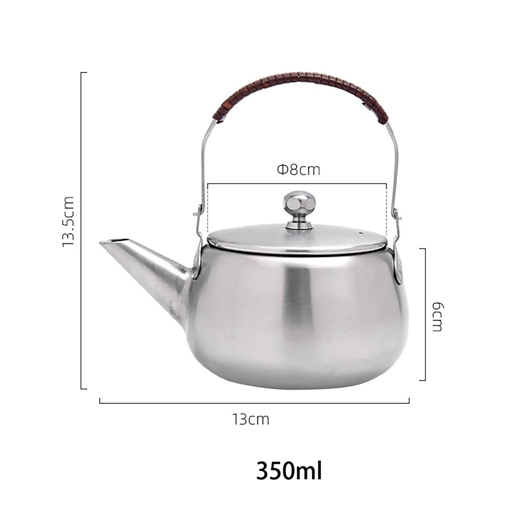 Théière Orient Modern rétro en inox avec anse en rotin