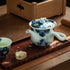 Théière kyusu latérale Mino-yaki “Issei” décor floral bleu