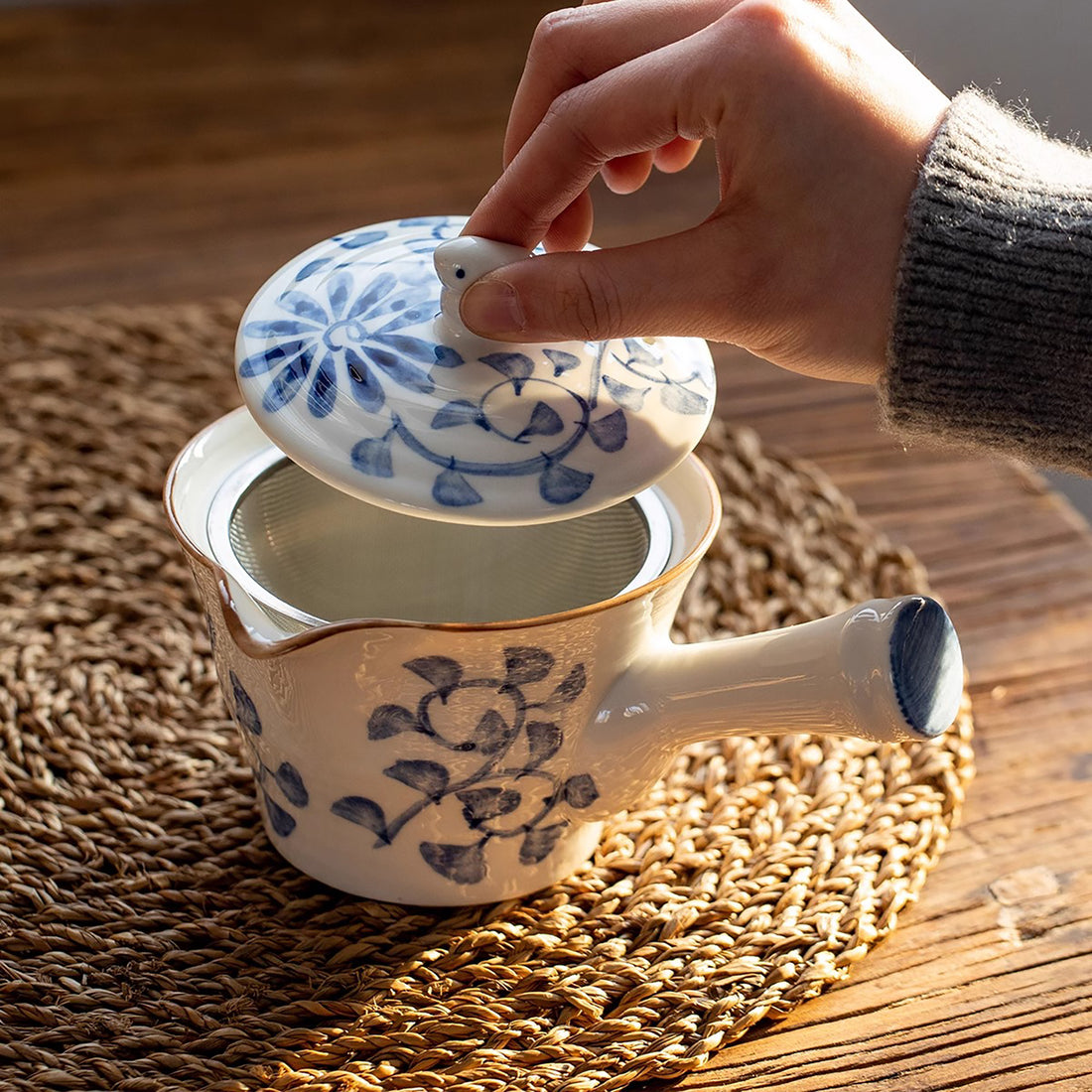 Théière kyusu en céramique Minoyaki