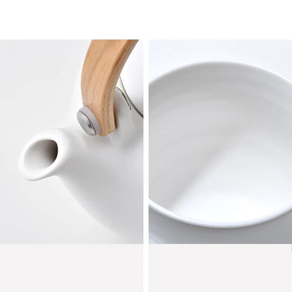 Service à thé Shimoyama en porcelaine avec anse en bambou