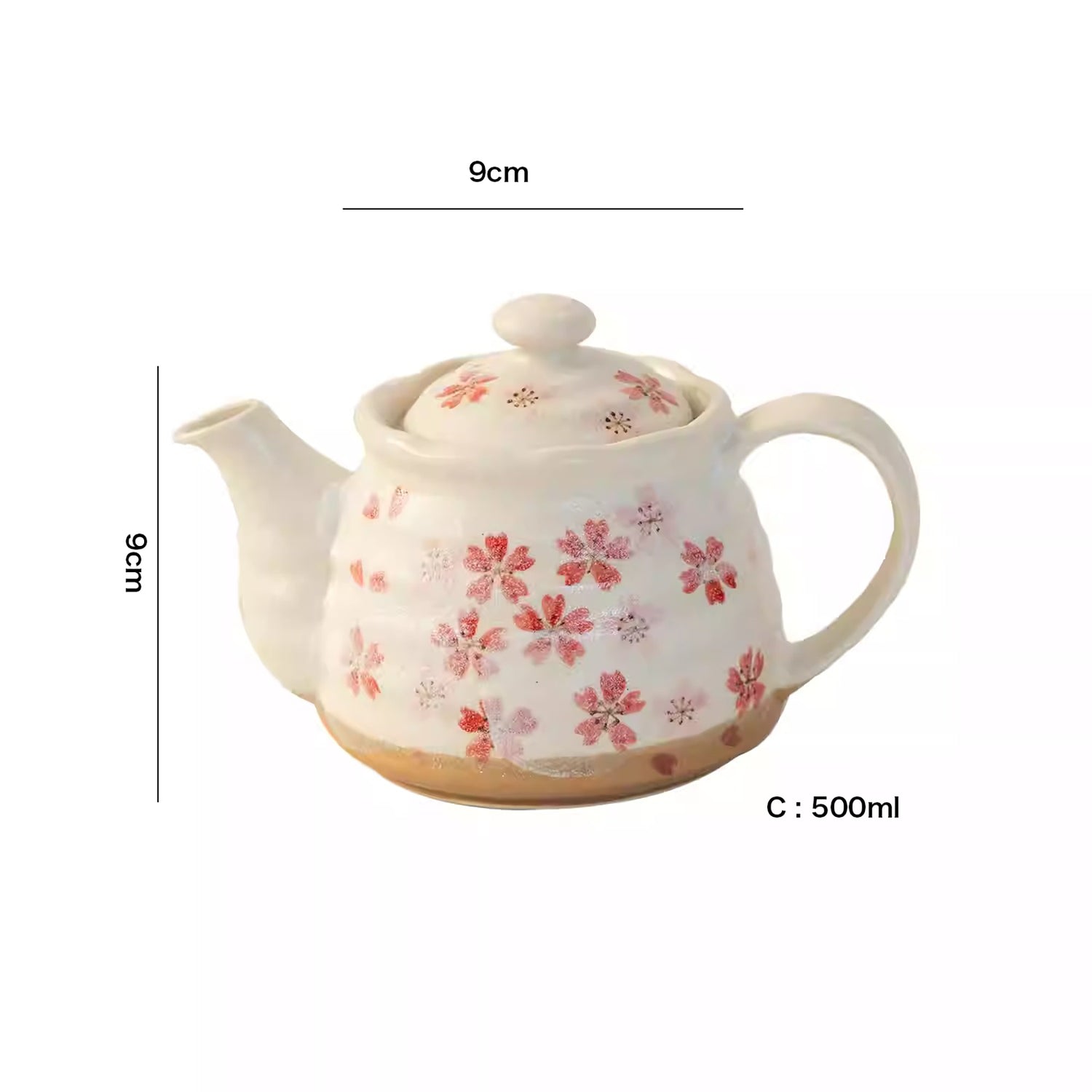 Service à thé Minoyaki motif sakura rose