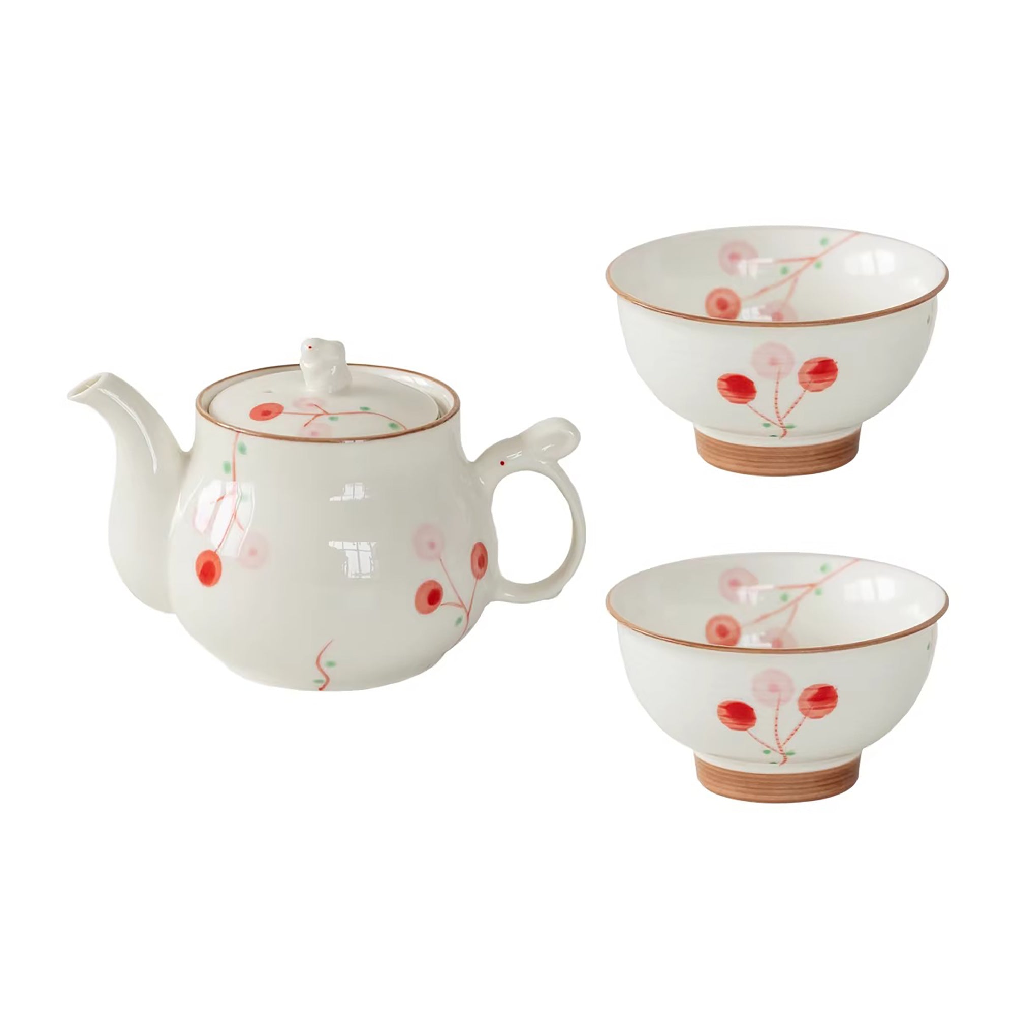 Service à thé Aritayaki cerises et lapin peint à la main