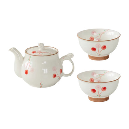 Service à thé Aritayaki cerises et lapin peint à la main