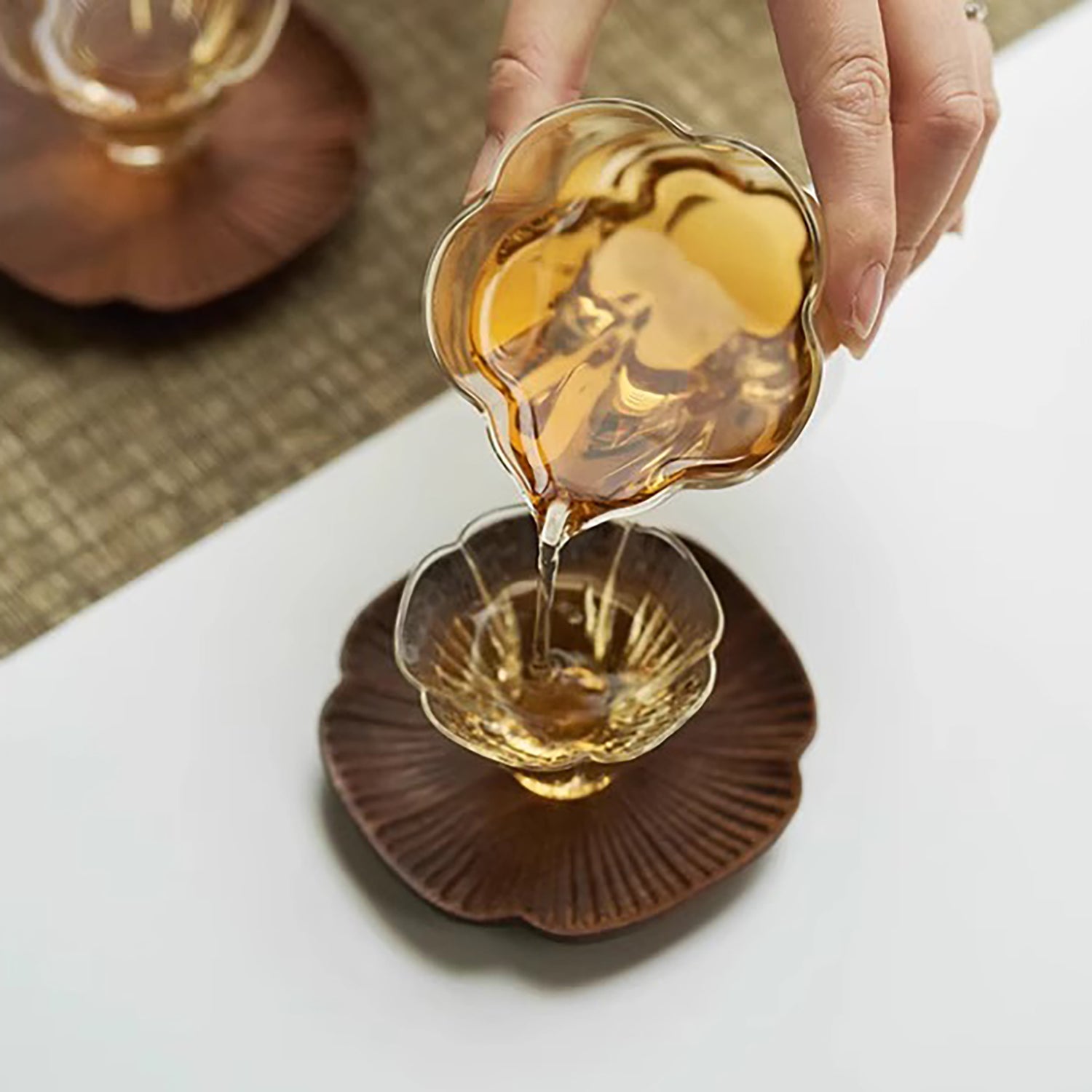 Théière en verre  borosilicate avec forme fleur de prunier