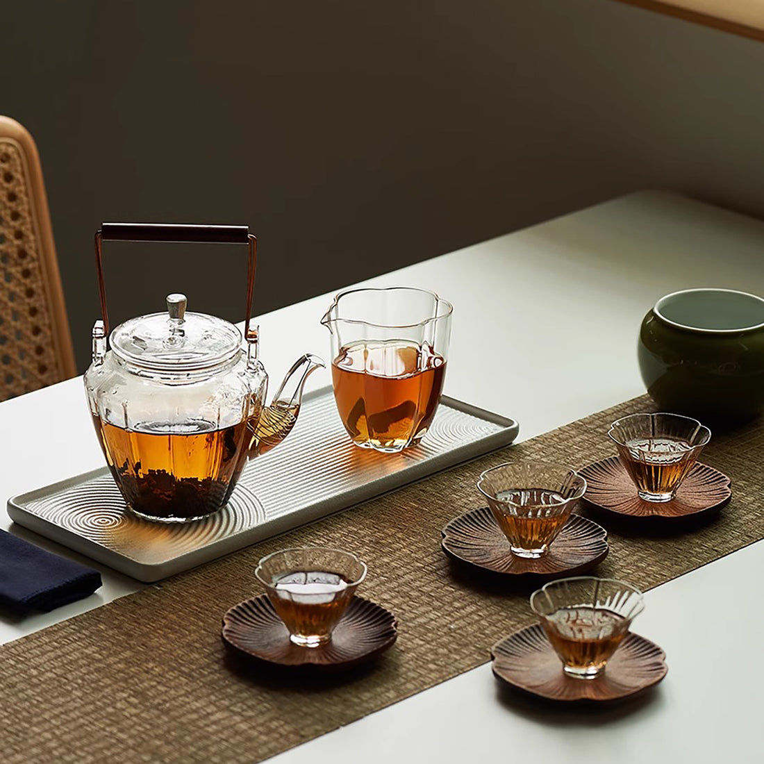 Théière en verre  borosilicate avec forme fleur de prunier