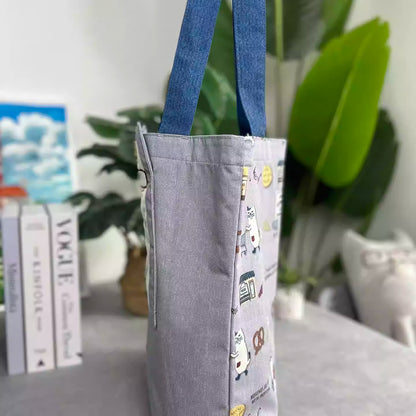 Grand Sac cabas Kusuguru avec chat brodé