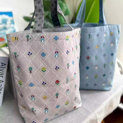 Sac cabas en toile brodée chat Kusuguru