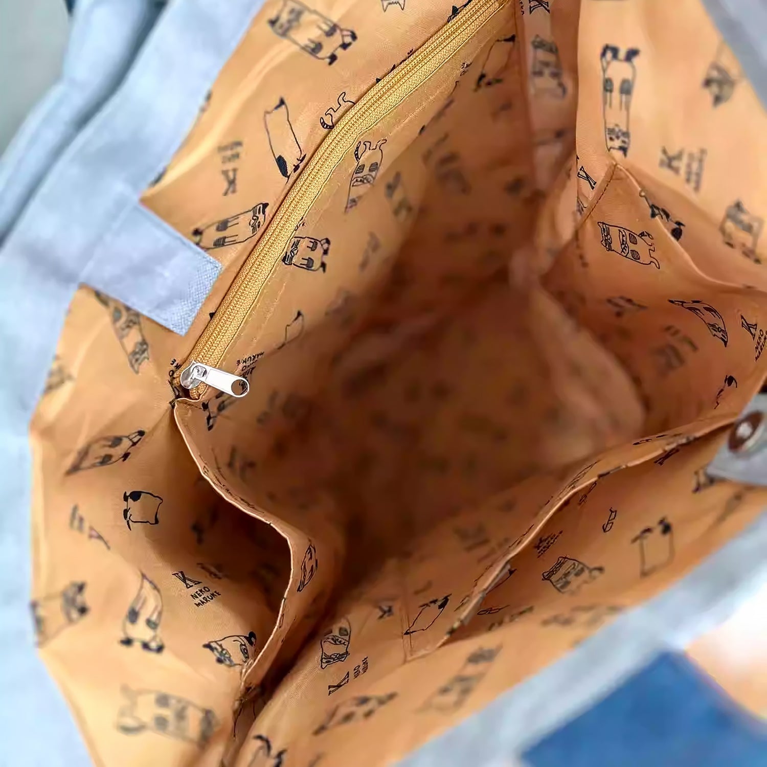 Grand Sac cabas Kusuguru avec chat brodé