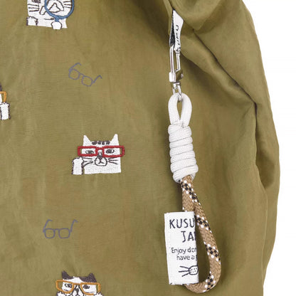 Sac tote en nylon brodé chat Kusuguru
