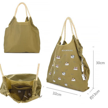 Sac tote en nylon brodé chat Kusuguru