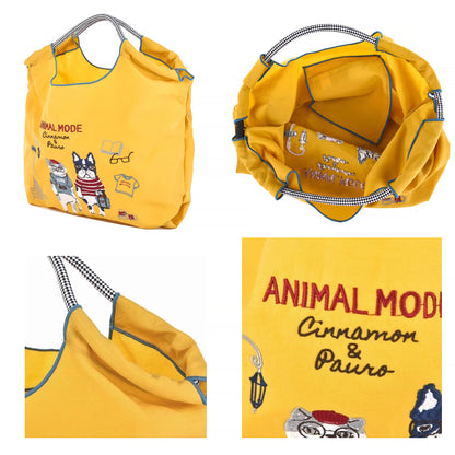 Sac shopping Kusuguru en nylon brodé motif chat