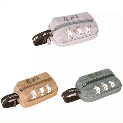 Trousse Kusuguru à broderie chat avec compartiments