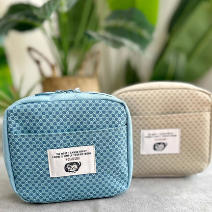 Pochette de rangement avec broderie chat Kusuguru avec multi-compartiments