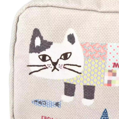 Pochette de rangement avec broderie chat Kusuguru avec multi-compartiments