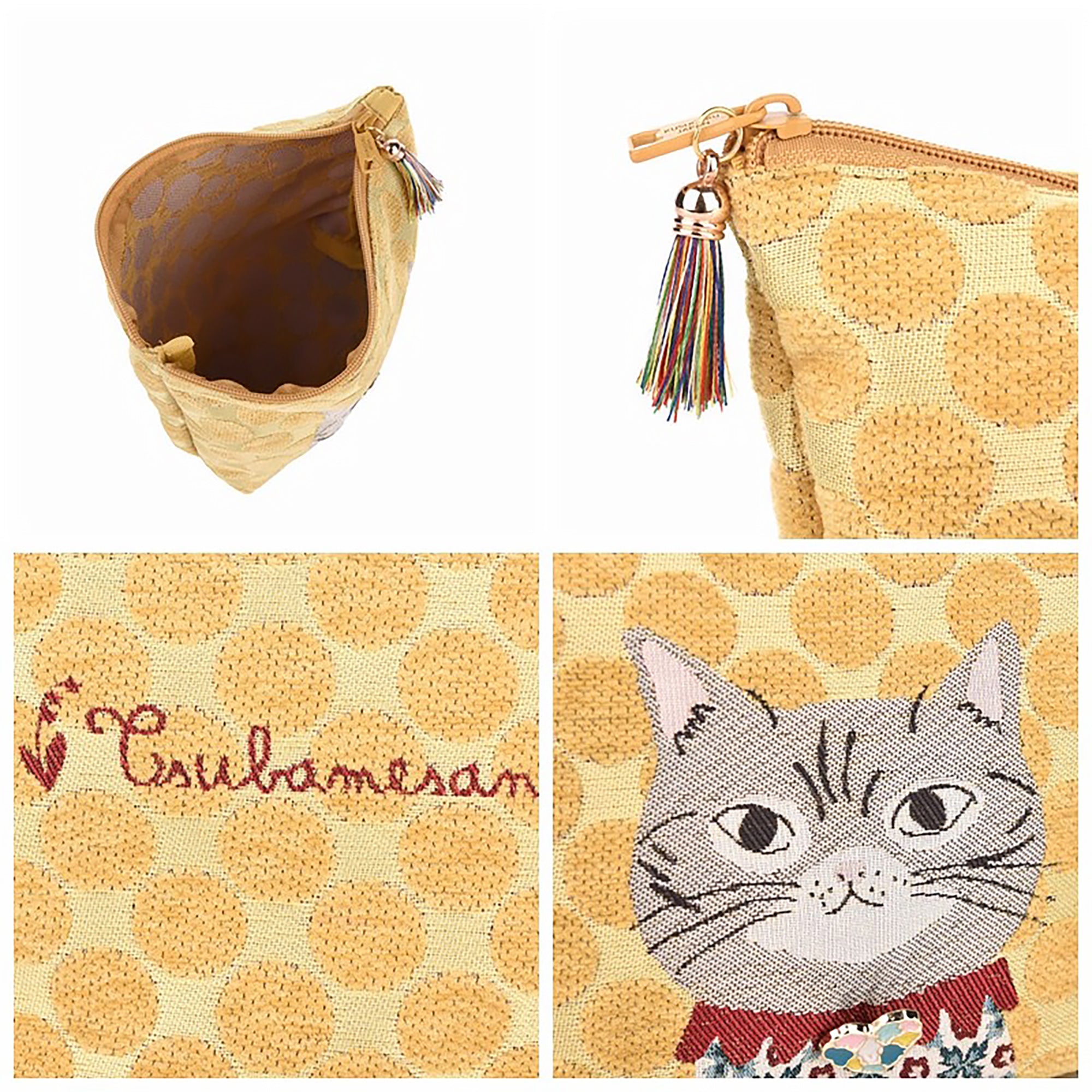 Pochette en tissu chenille Kusuguru motif chat mignon