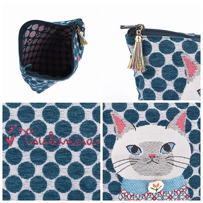 Pochette en tissu chenille Kusuguru motif chat mignon