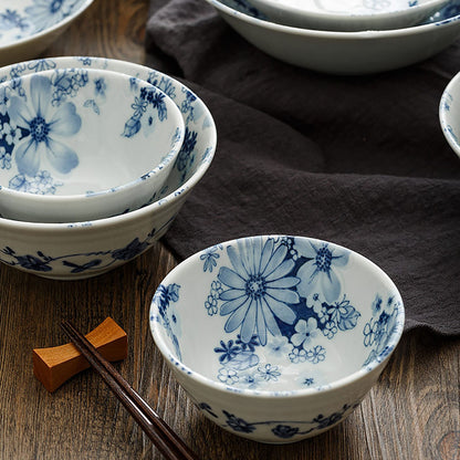 VAISSELLE JAPONAIS AVEC MOTIF FLEUR BLEU