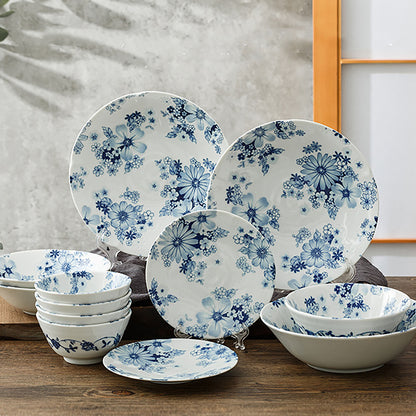 VAISSELLE JAPONAIS AVEC MOTIF FLEUR BLEU