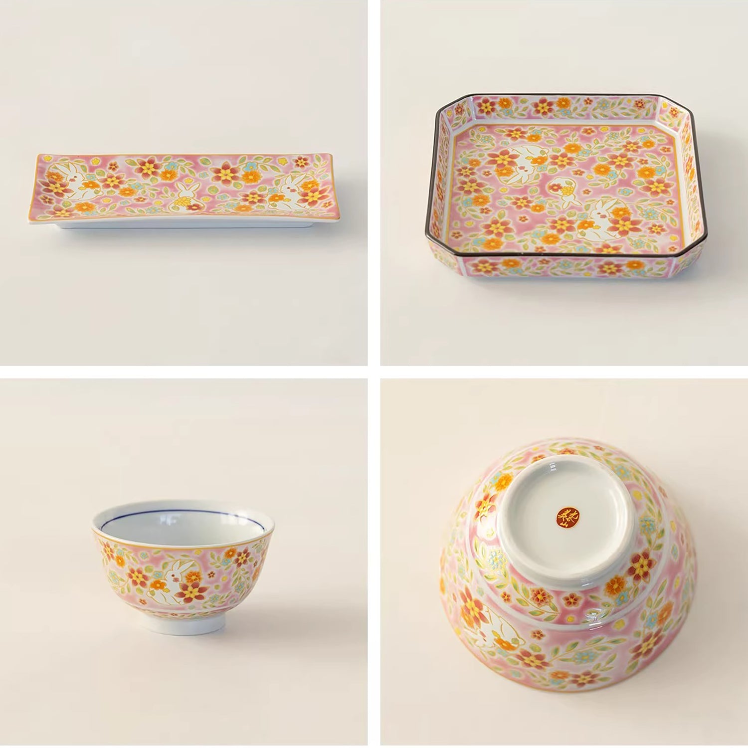 Vaisselle Kutani-yaki motif lapin