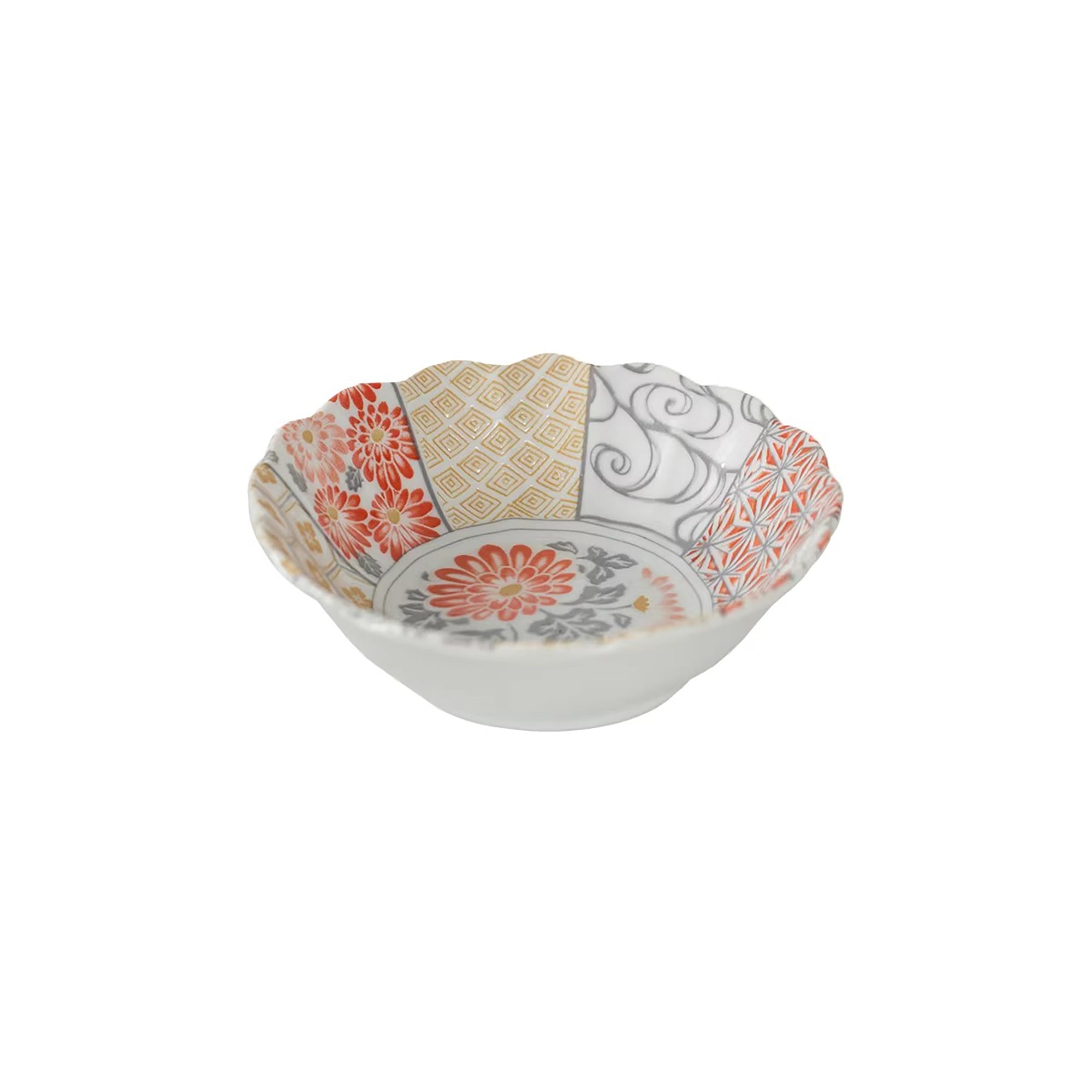 Vaisselle Minoyaki motif chrysanthème et vagues porte-bonheur