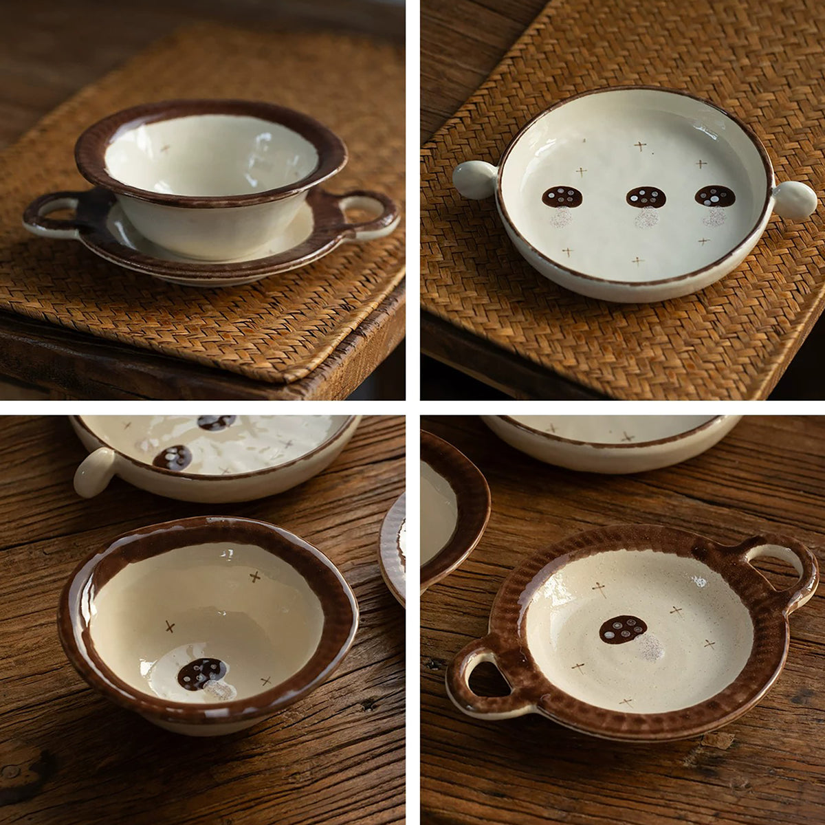 Vaisselle en céramique à motifs de champignons