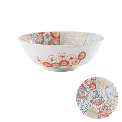 Vaisselle Minoyaki motif chrysanthème et vagues porte-bonheur