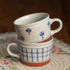 Mug Minoyaki motif arbres et carreaux peint à la main