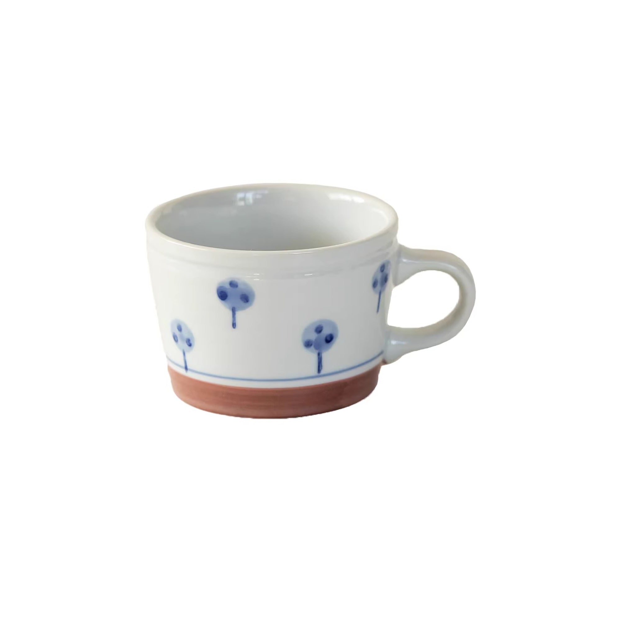Mug Minoyaki motif arbres et carreaux peint à la main