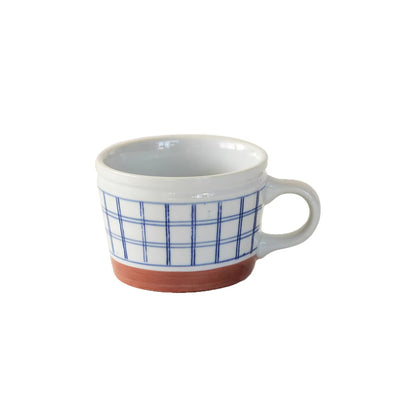 Mug Minoyaki motif arbres et carreaux peint à la main