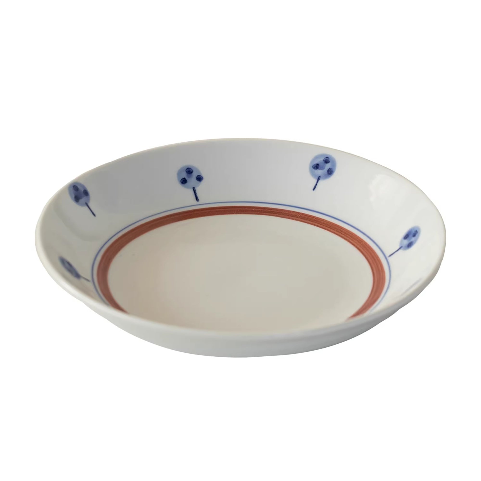 Vaisselle Minoyaki motif arbres et carreaux peinte à la main