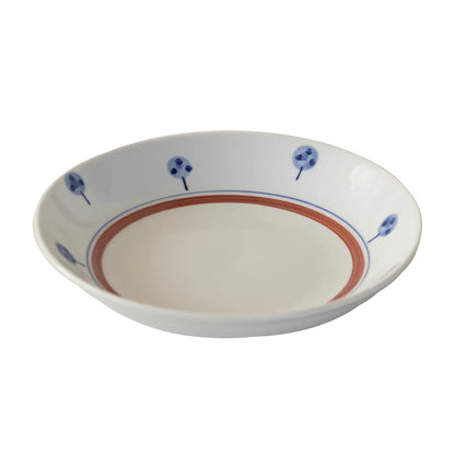 Vaisselle Minoyaki motif arbres et carreaux peinte à la main