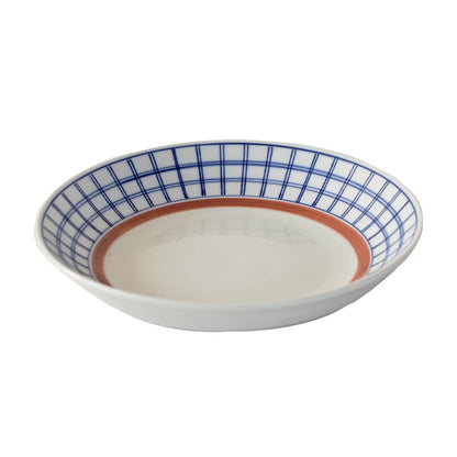 Vaisselle Minoyaki motif arbres et carreaux peinte à la main