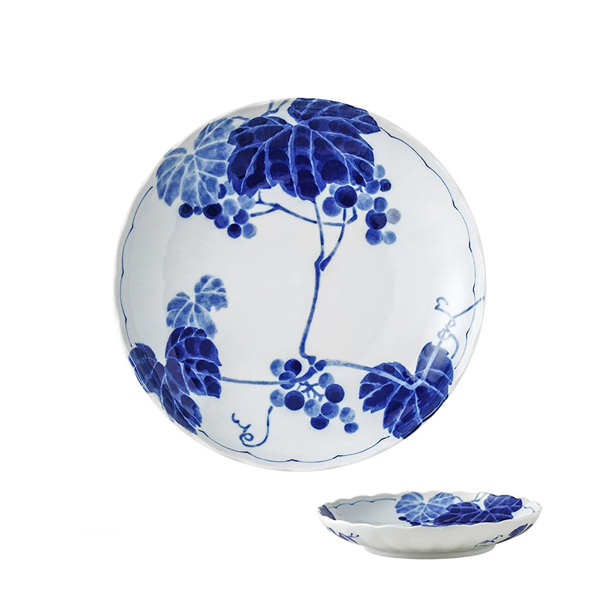 Vaisselle Minoyaki motif raisin peint à la main