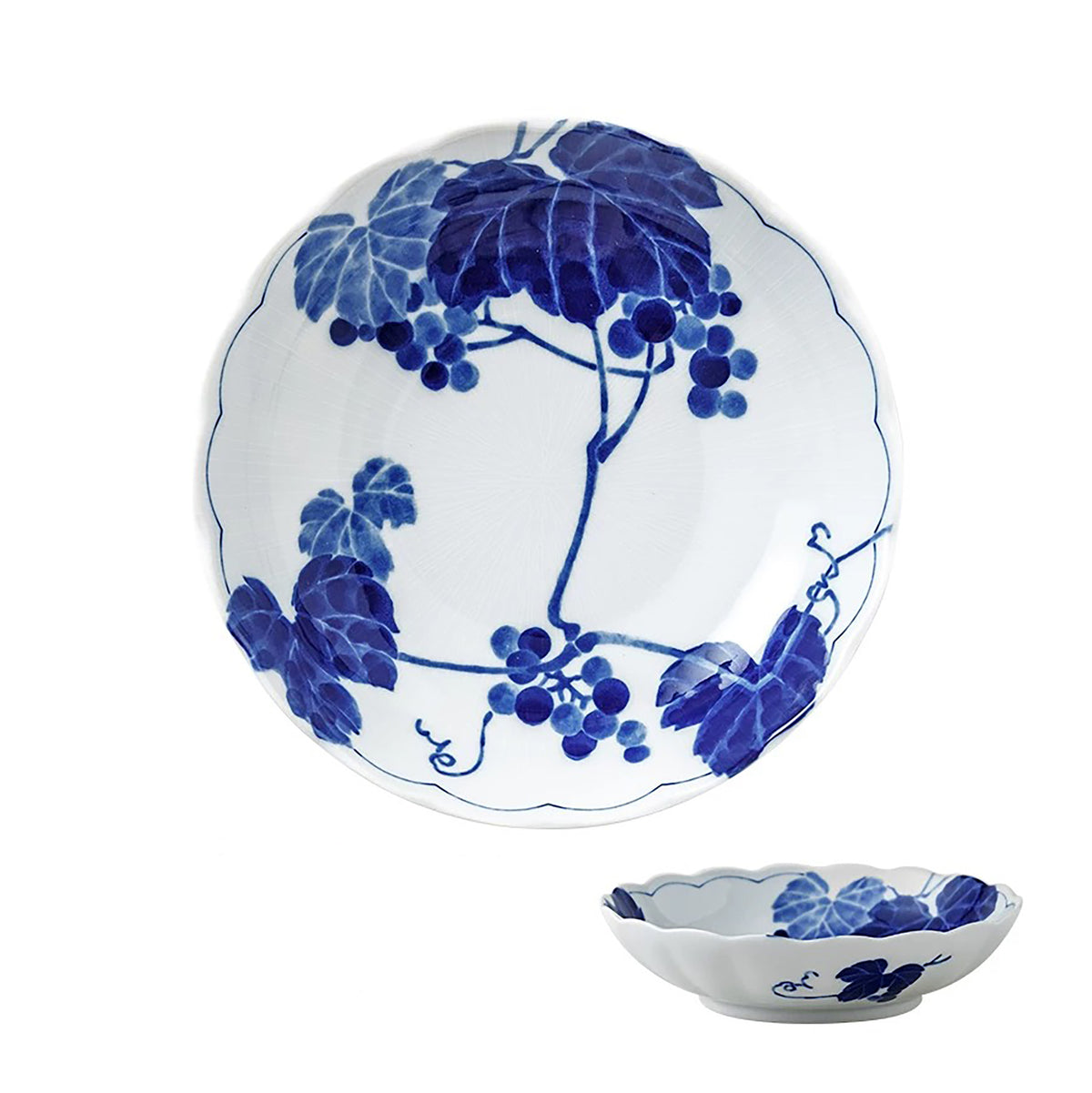 Vaisselle Minoyaki motif raisin peint à la main