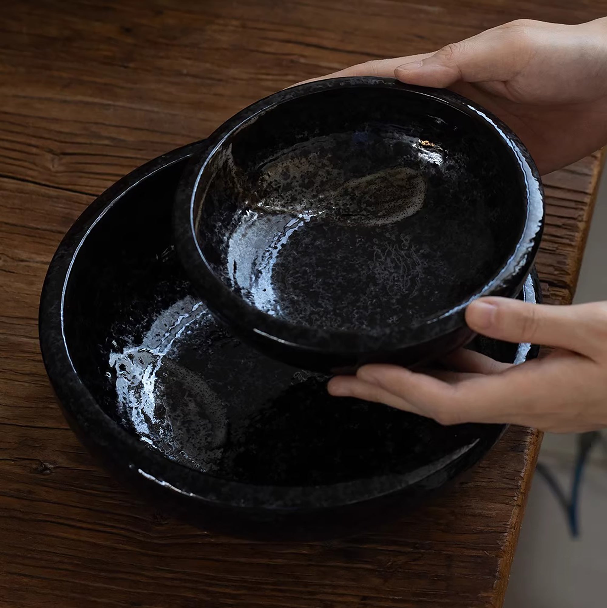 Vaisselle Minoyaki minimaliste à texture pinceau