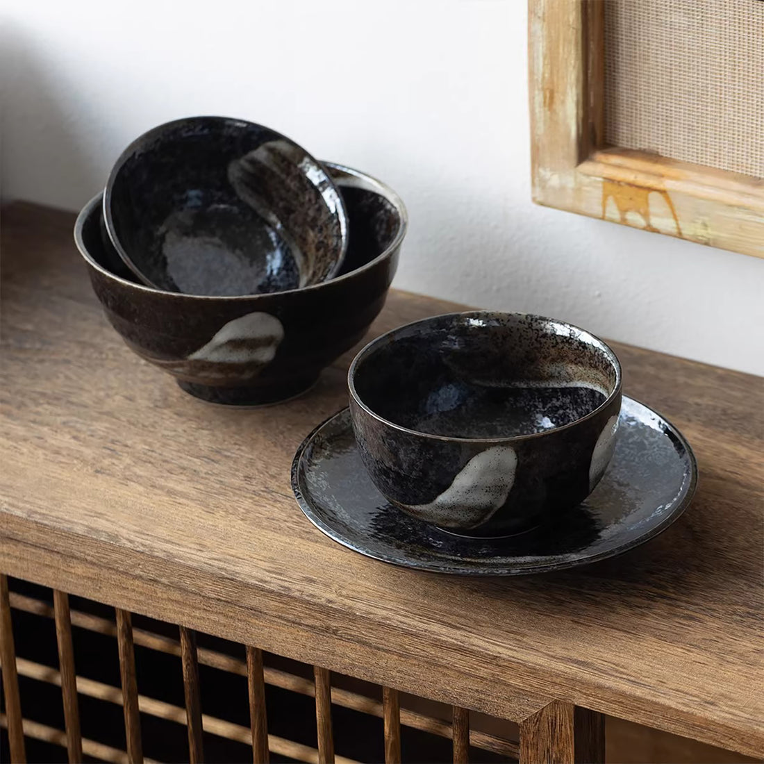 Vaisselle Minoyaki minimaliste à texture pinceau