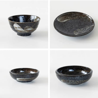 Vaisselle Minoyaki minimaliste à texture pinceau