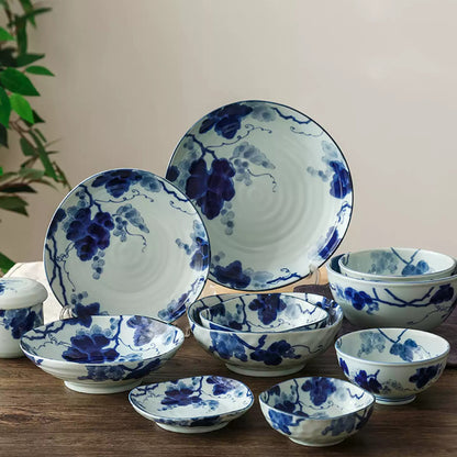 Vaisselle Minoyaki à motif bleu indigo “Kasuri”