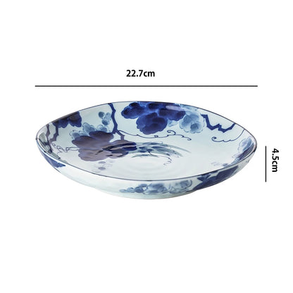 Vaisselle Minoyaki à motif bleu indigo “Kasuri”
