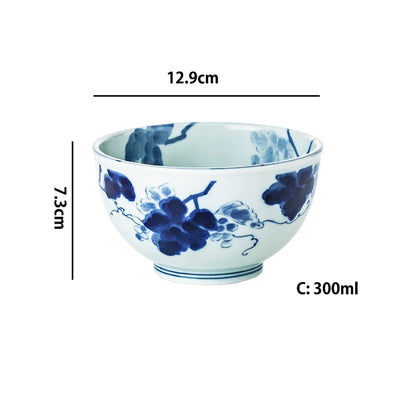 Vaisselle Minoyaki à motif bleu indigo “Kasuri”