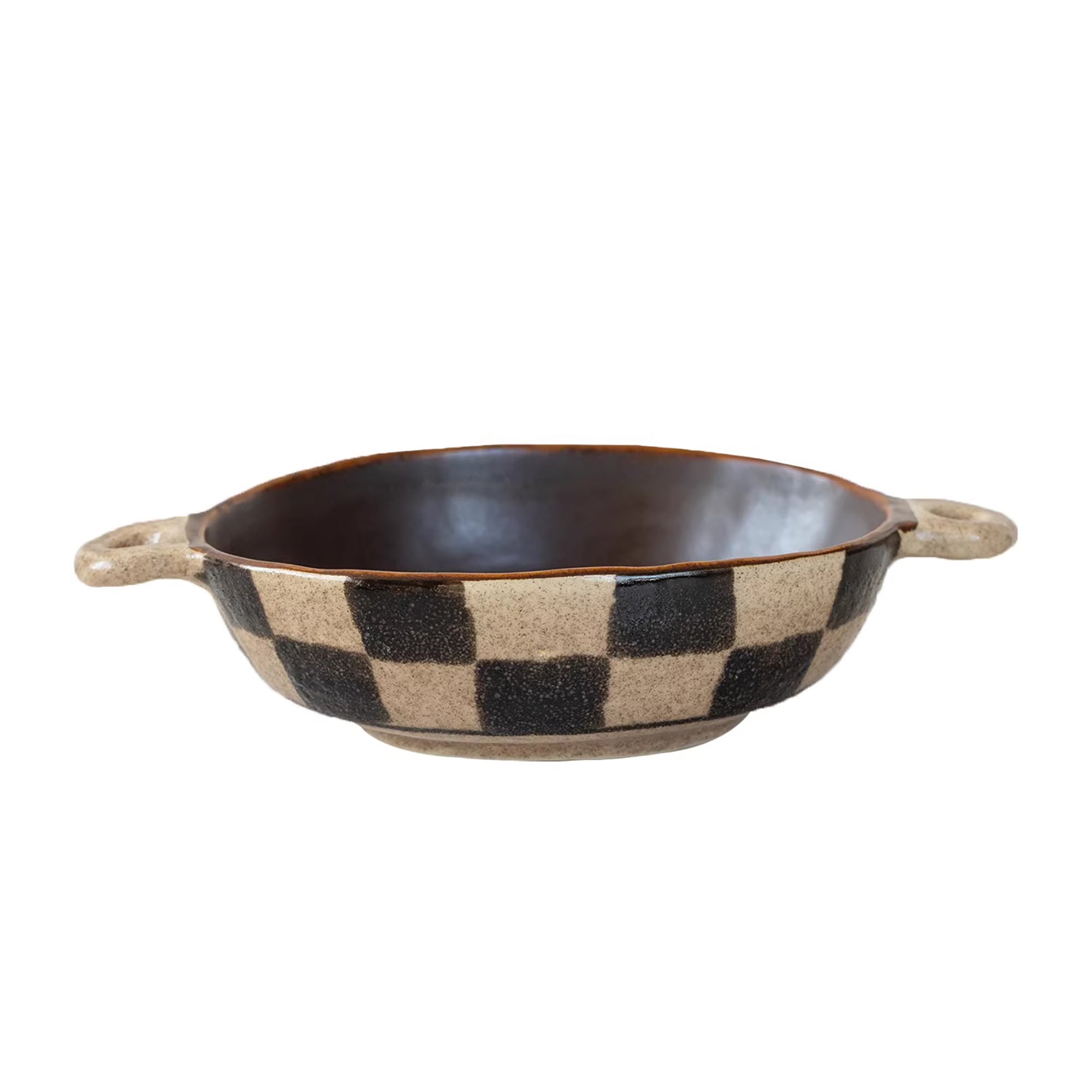 Vaisselle en céramique Minoyaki motif damier rétro