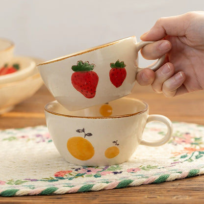 Vaisselle Mino-yaki en céramique à motifs de fraises